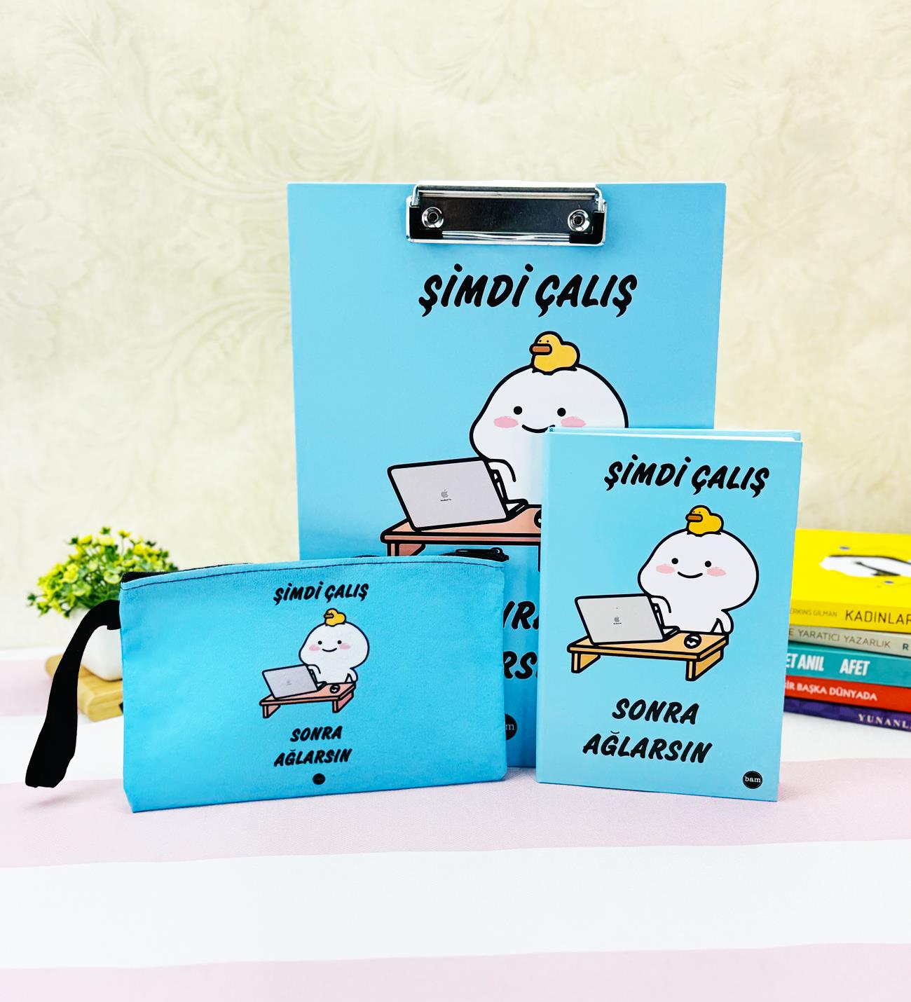 Şimdi Çalış Sonra Ağlarsın Tasarımlı Kırtasiye SetigiftmodaBam-1211-1