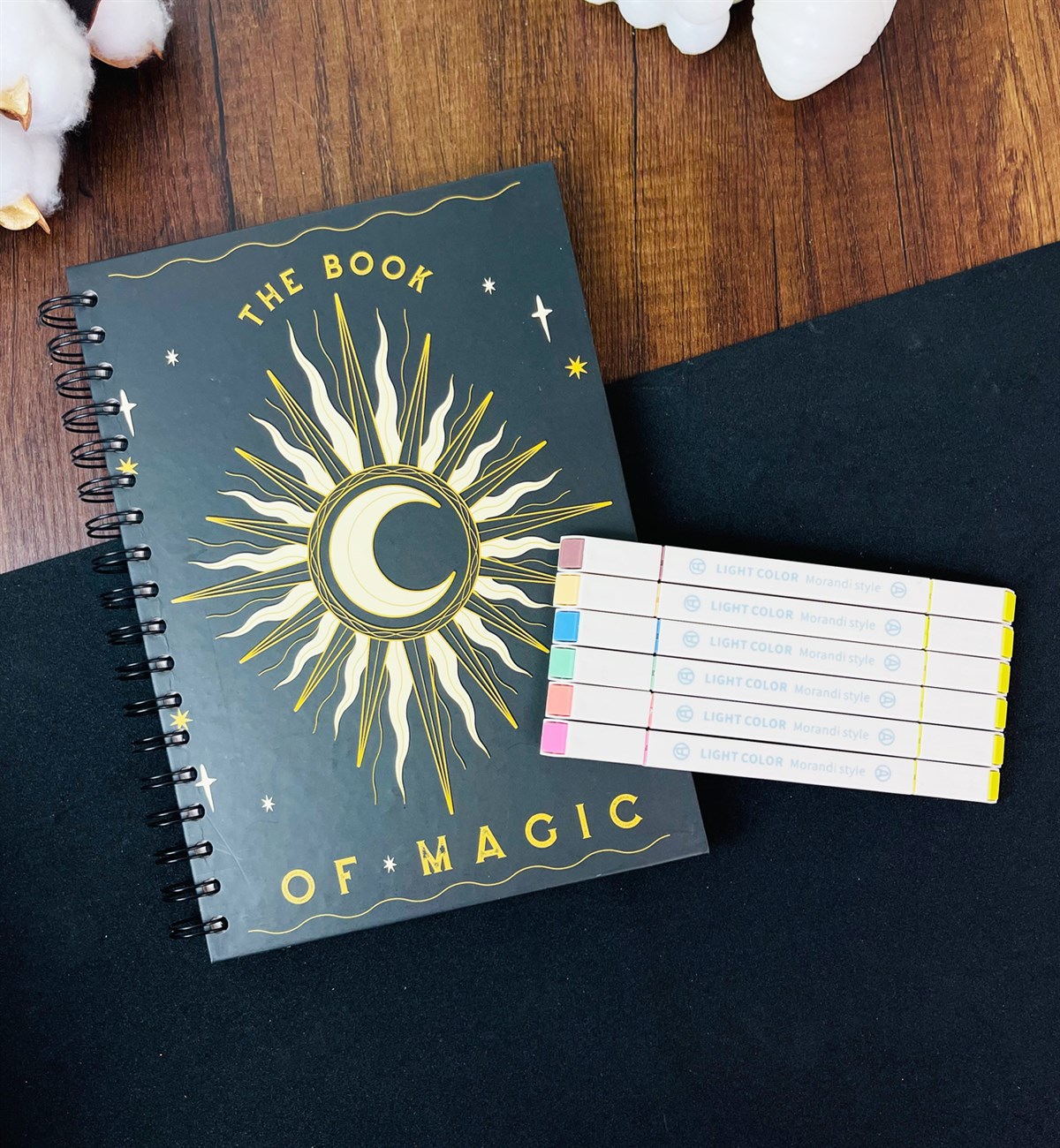 Sihir Kitabı Tasarımlı Konuşan Ajanda Ve 6'lı Morandi Tarzı Çift Taraflı Marker Kalem SetgiftmodaGmhs101420