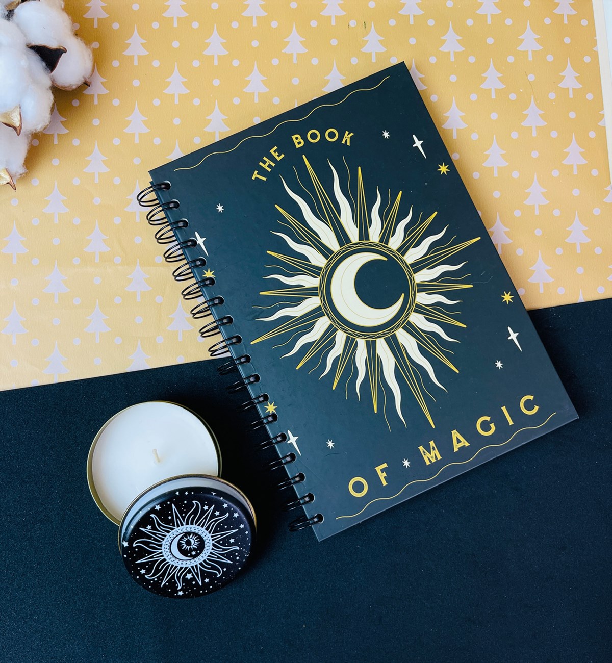 Sihir Kitabı Tasarımlı Konuşan Ajanda Ve Kokulu Teneke Mum Hediye SetigiftmodaGmhs101392