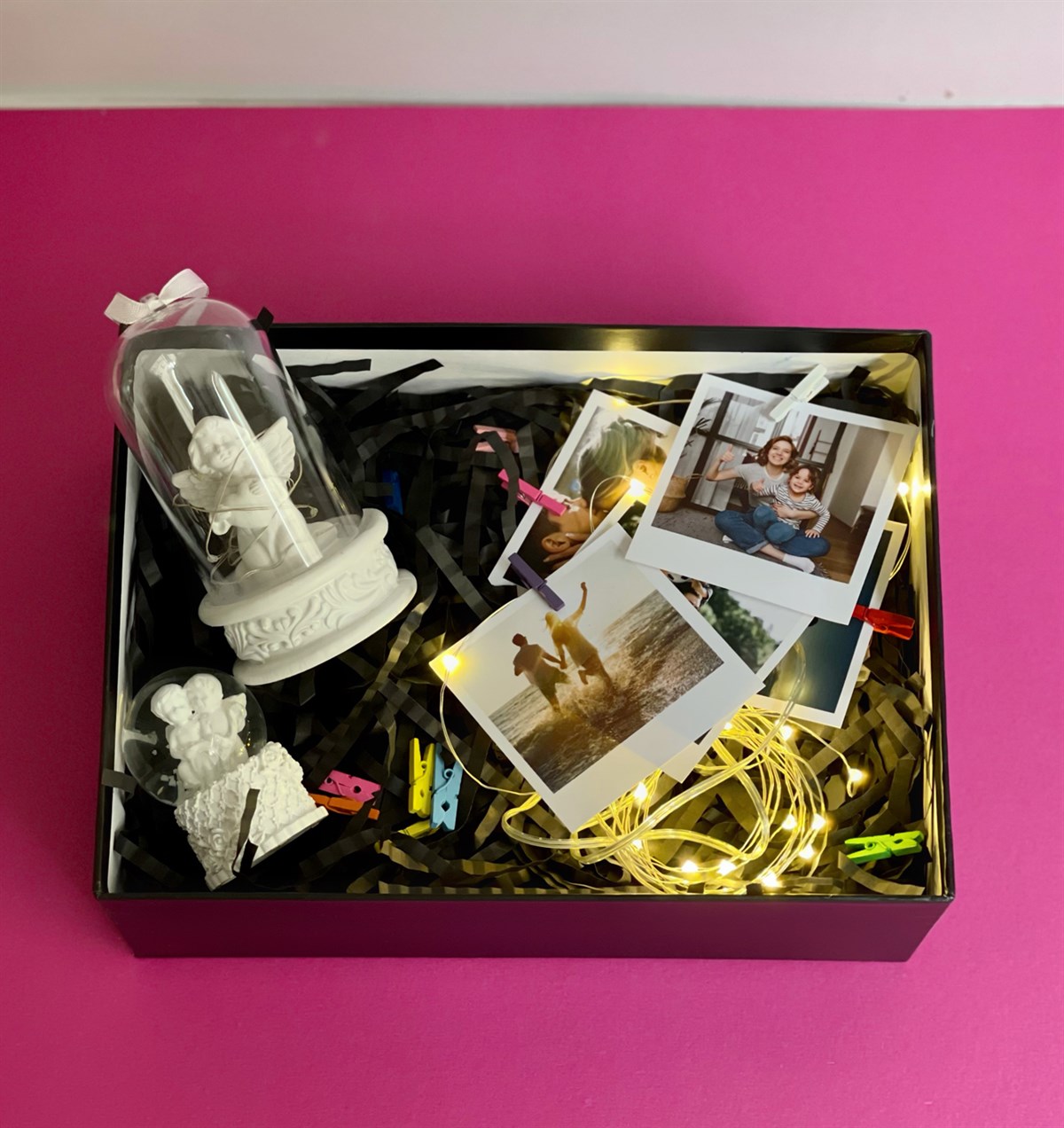 Kişiye Özel 10 Fotoğraf 3 Mt Peri Led Işıklı Melek Kalp Biblo Ve Mini Beyaz Melek Kar KüresiGiftmodaGmhs101136