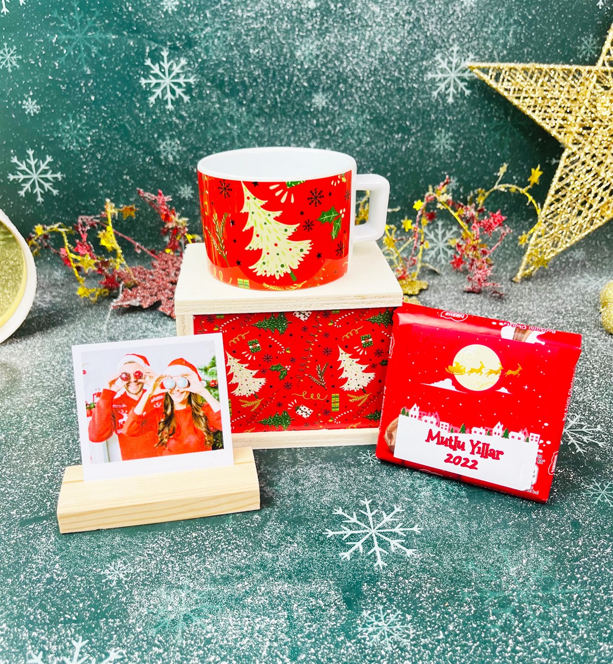 Kırmızı Yeni Yıl Tasarımlı Yılbaşı hediye SetigiftmodaGmhs101346