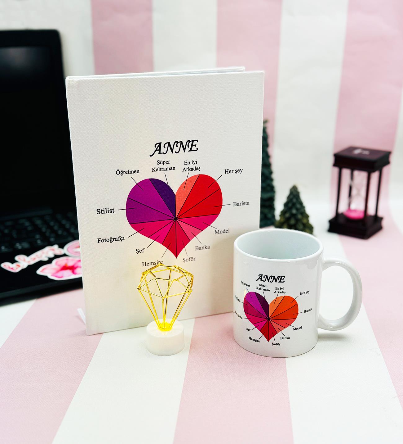 Süper Anne Tasarımlı Kupa Elmas Lamba Ve Sert Kapaklı DeftergiftmodaGmhs102004