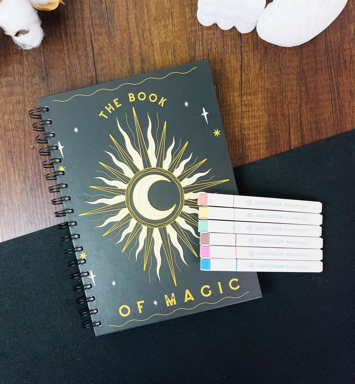 Sihir Kitabı Tasarımlı Konuşan Ajanda Ve 6'lı Morandi Tarzı İskandinav Tonları Marker Kalem SetgiftmodaGmhs101413