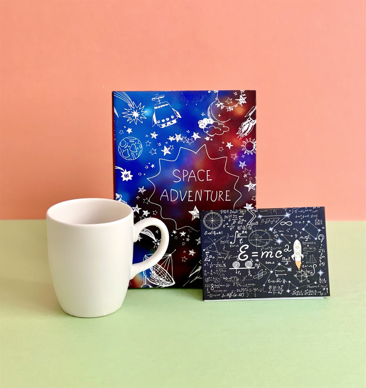 Emc2 Tasarımlı Mini Albüm Beyaz Bulut Kupa Ve Space Adventure Tasarımlı Defter SetgiftmodaGmhs100960