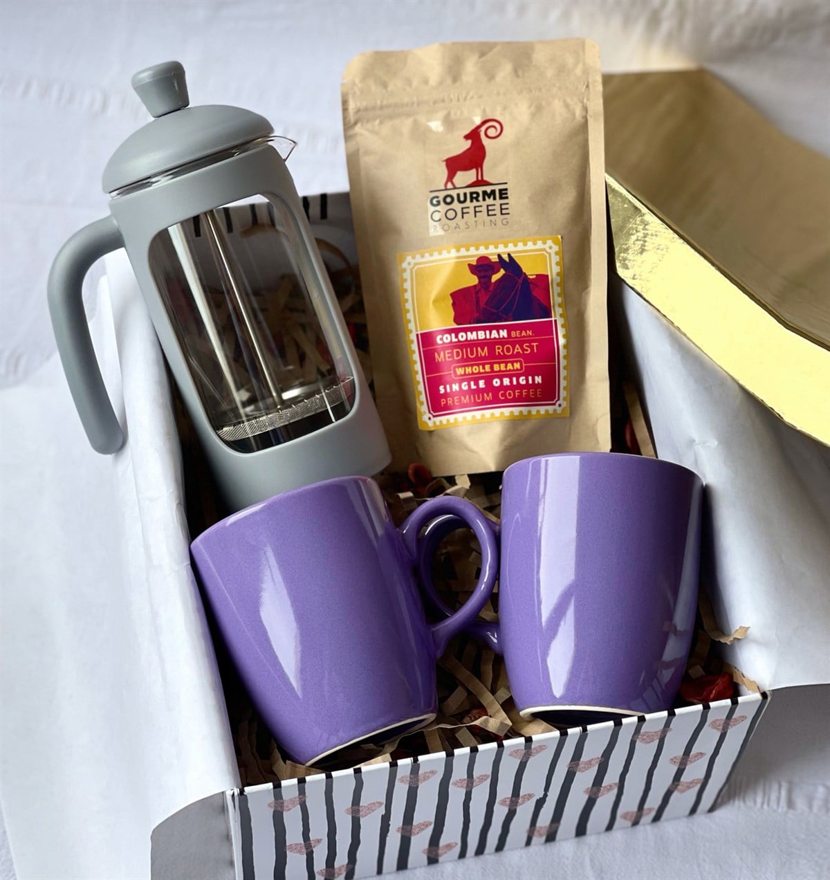 Mor 2'li Bulut Kupa French Press Ve Filtre Kahve Özel Kutulu Hediye SetigiftmodaGmhs100757