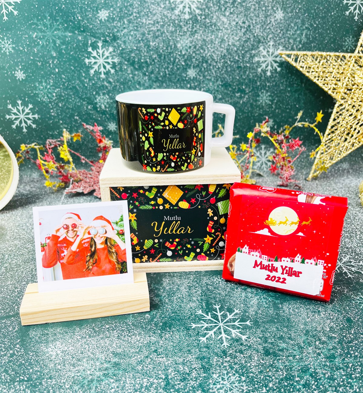 Kişiye Özel Ahşap Fotoğraf Tutucu You're Ugly Tasarımlı Kutulu Kupa Ve Çikolata SetgiftmodaGmhs101283