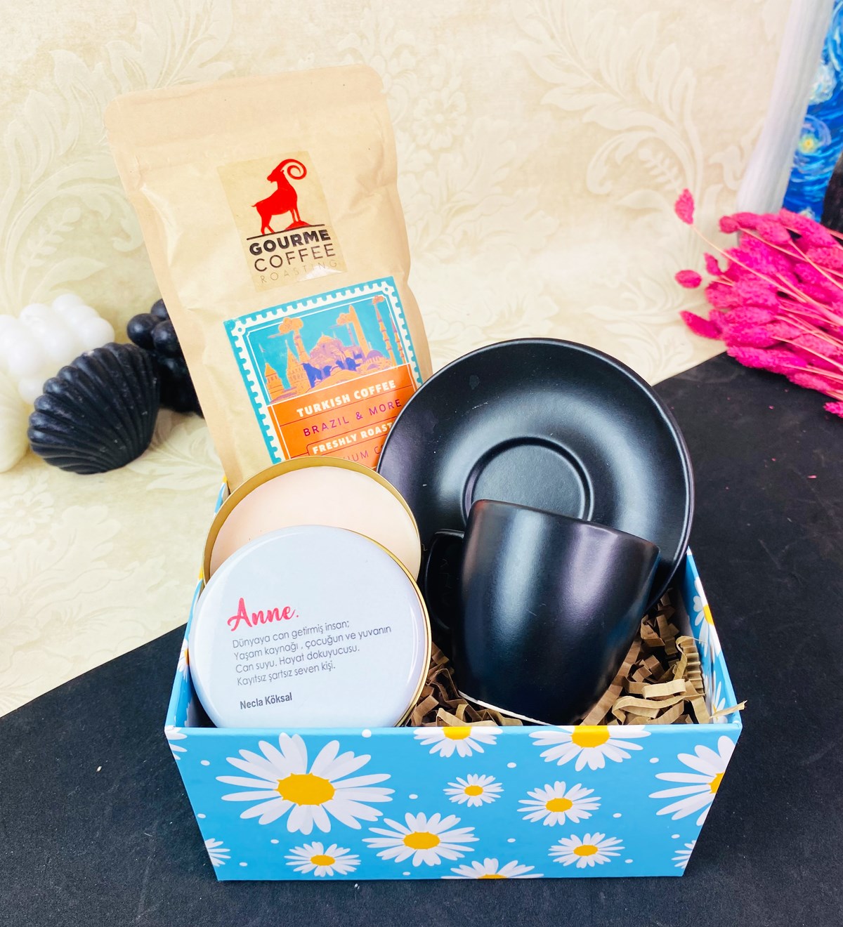 Kişiye Özel Anne Tasarımlı Siyah Türk Kahvesi SetigiftmodaGmhs101664