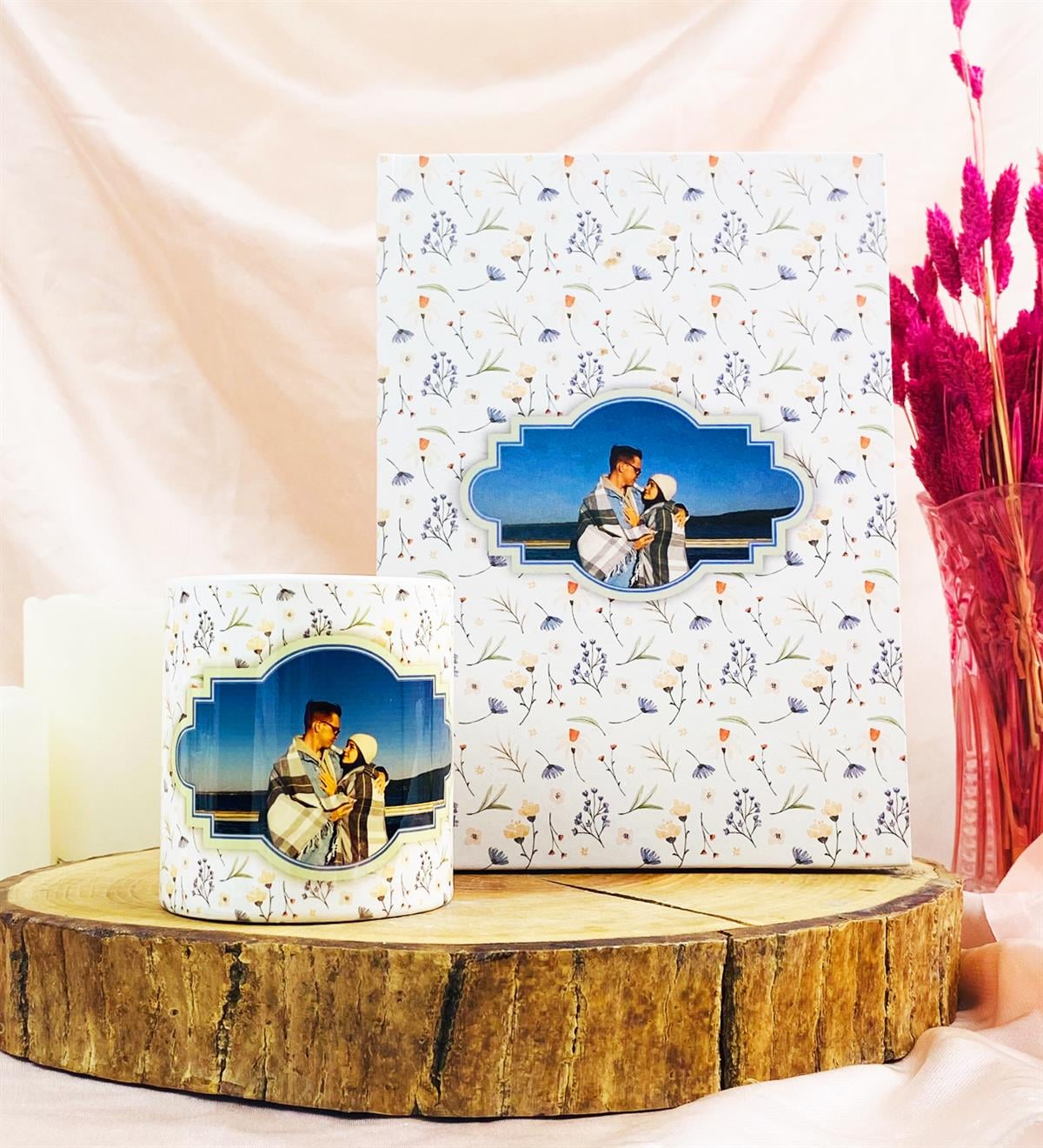 Kişiye Özel Yaprak Tasarımlı Kupa Ve Sert Kapaklı DeftergiftmodaGmhs101959