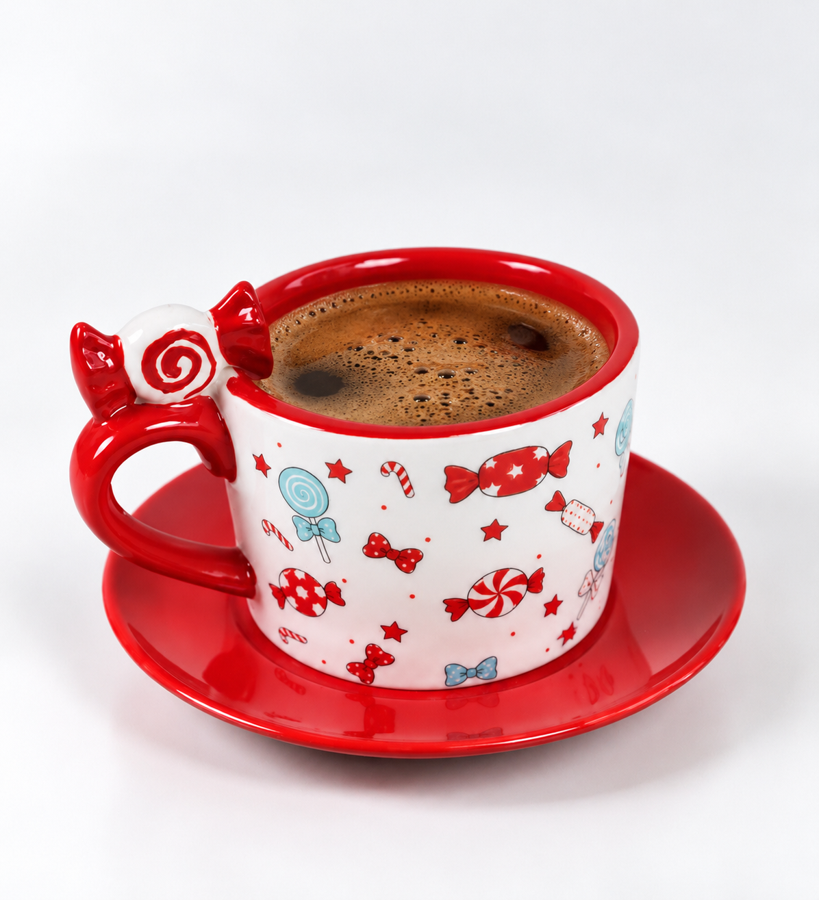 Yılbaşı Şeker Desenli Seramik Fincan Tabak SetigiftmodaBM-2705