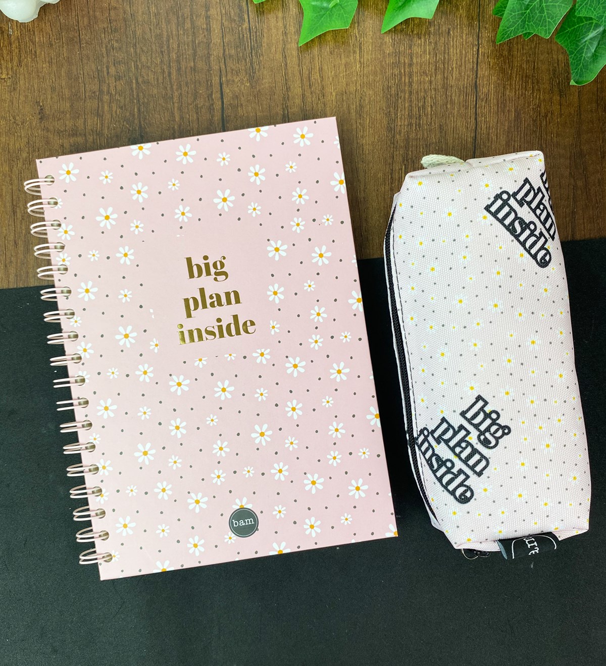 Papatya Tasarımlı Çizgili Spiralli Defter Ve Sosis Kalemlik SetgiftmodaGmhs101783