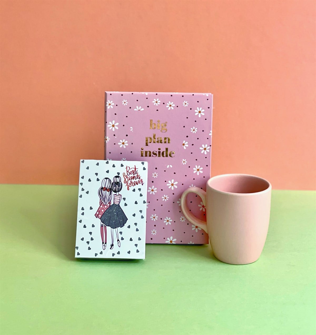 Best Friends Tasarımlı Mini Albüm Pembe Bulut Kupa Ve Papatya Tasarımlı Defter SetgiftmodaGmhs100953