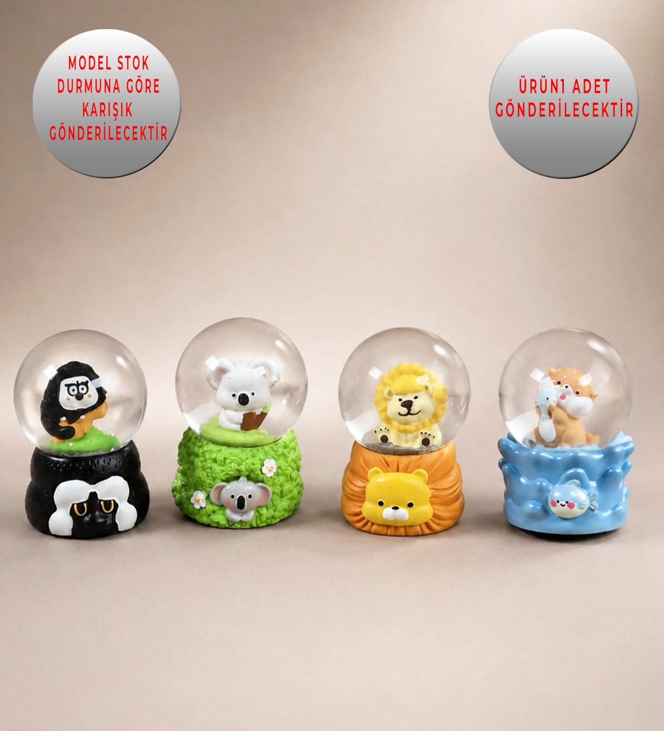 Sevimli Hayvanlar Mini Işıklı Kar KüresigiftmodaBM-2740