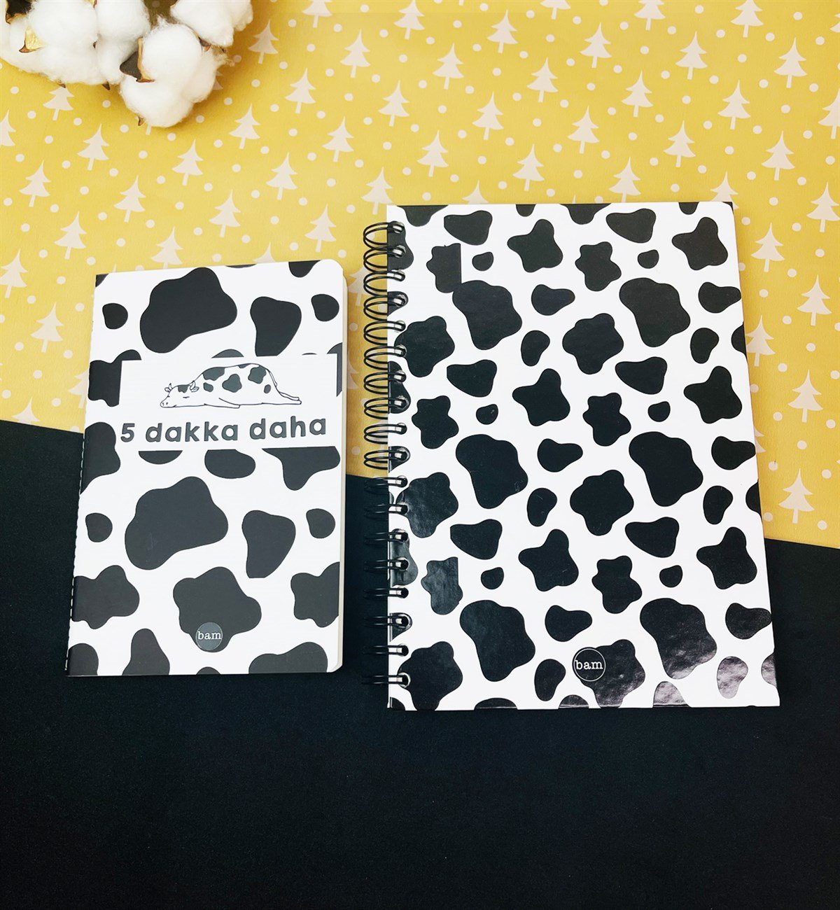 İnek Tasarımlı Spiralli Defter Ve Terzi Dikişli Defter SetgiftmodaGmhs101565