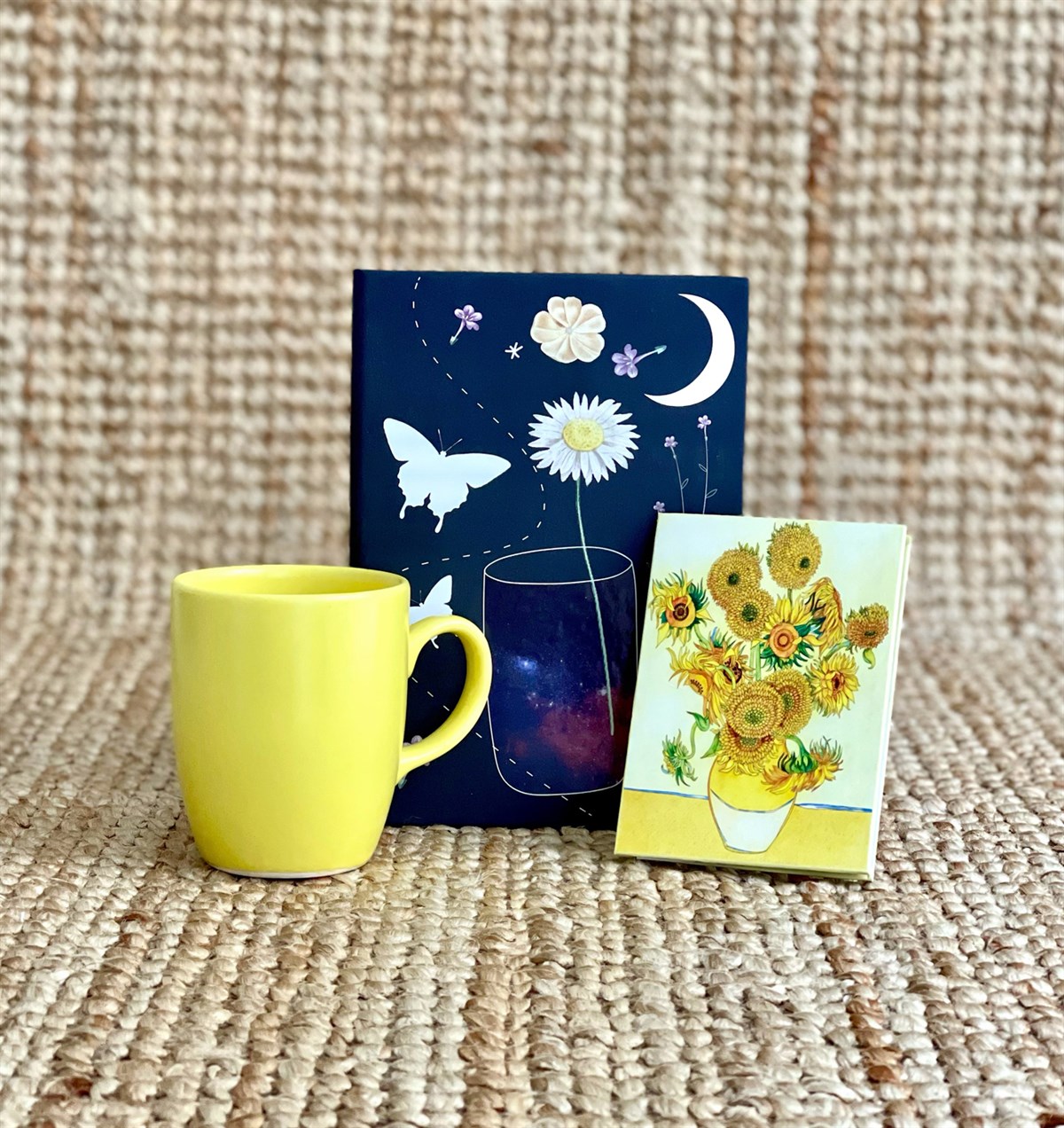 Ayçiçek Tasarımlı Mini Albüm Sarı Bulut Kupa Ve Papatya Kelebek Tasarımlı Defter Hediye SetigiftmodaGmhs100931