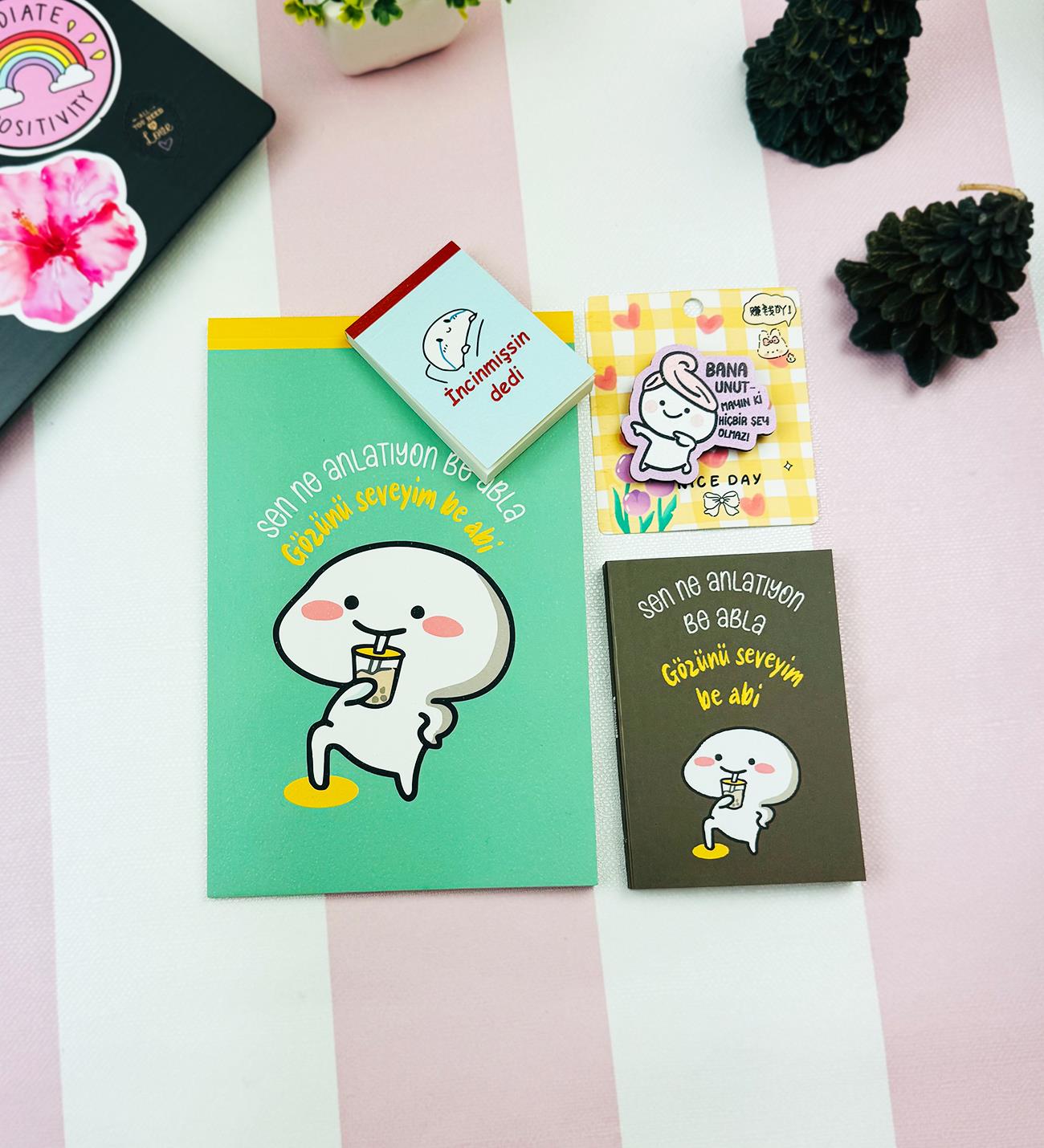 Motto Tasarımlı 4'lü Hediye Seti Seri :16giftmodaGmhs102029