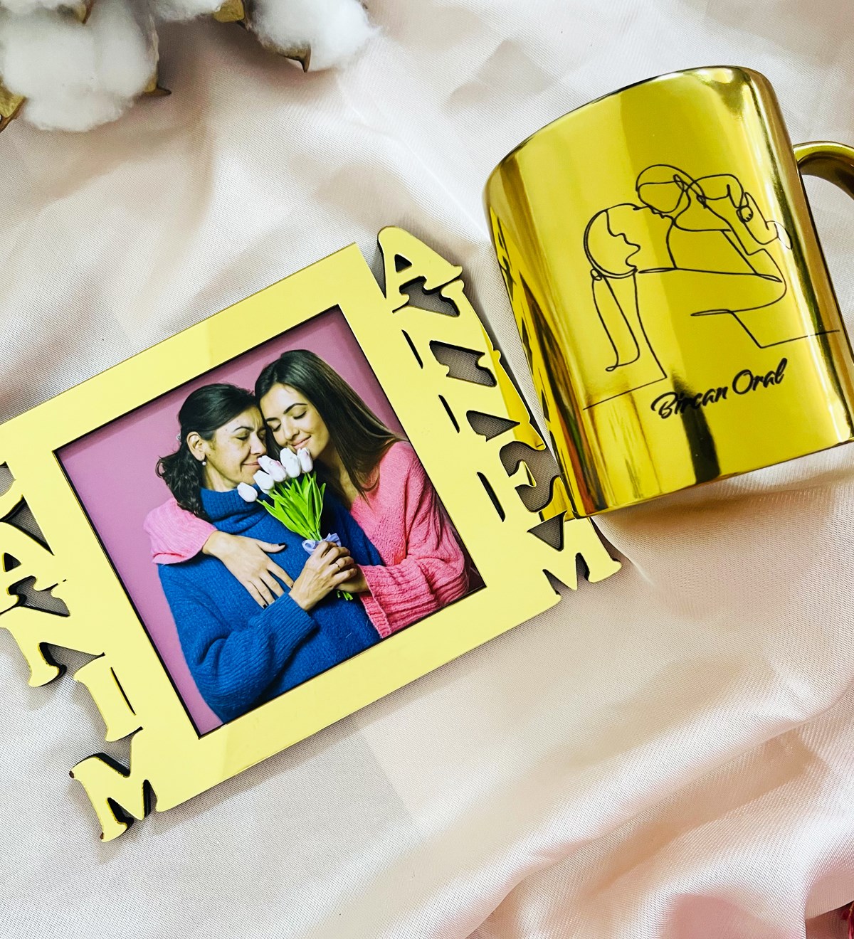  Kişiye Özel Canım Annem Gold Çerçeve Ve Çizgi Anne Gold Kupa SetgiftmodaGmhs101630