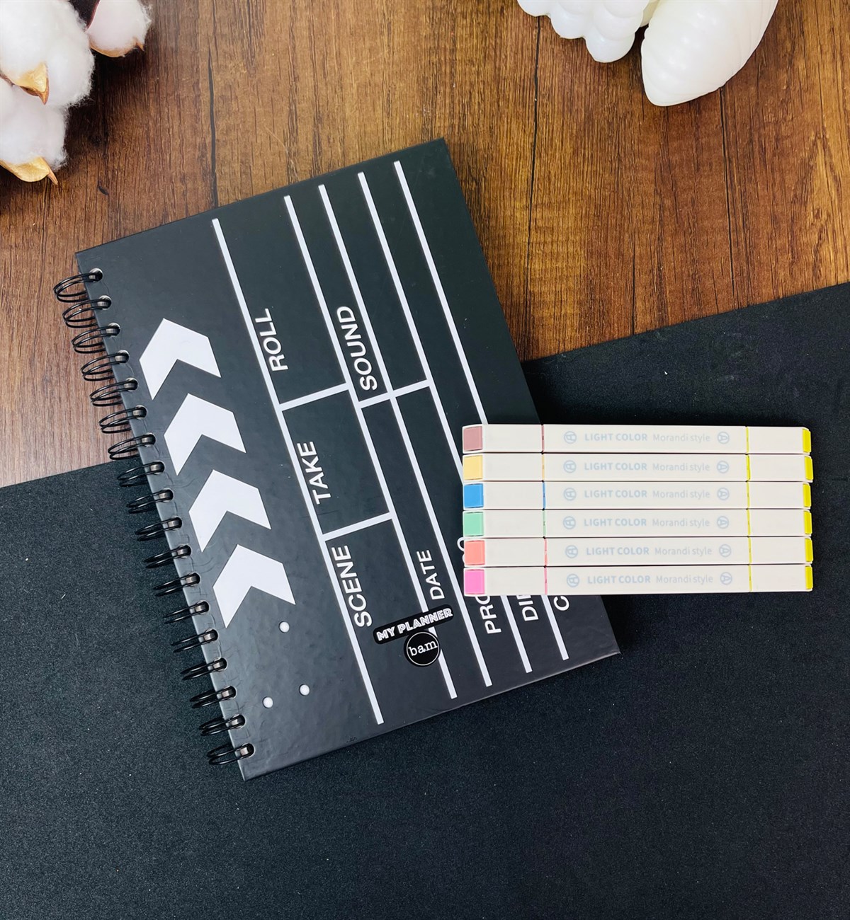 Klaket Tasarımlı Konuşan Ajanda Ve 6'lı Morandi Tarzı Çift Taraflı Marker Kalem SetgiftmodaGmhs101416