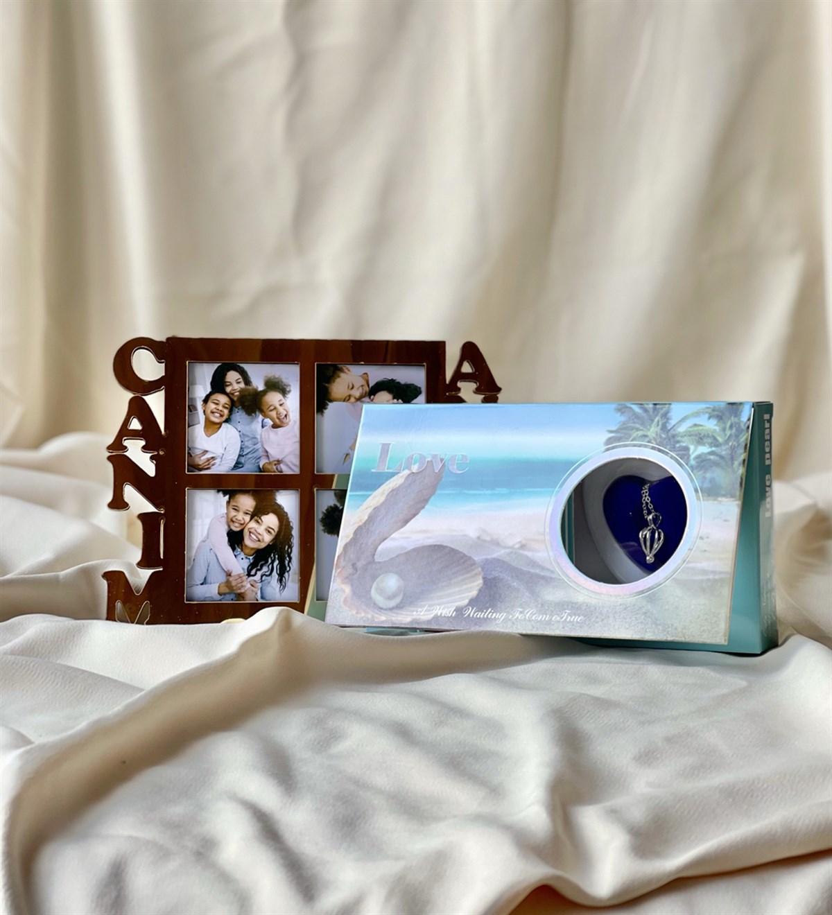 Kişiye Özel Gold Canım Annem Çeçeve Ve İnci Kolye Anneye Hediye SetiGiftmodaGmhs100609