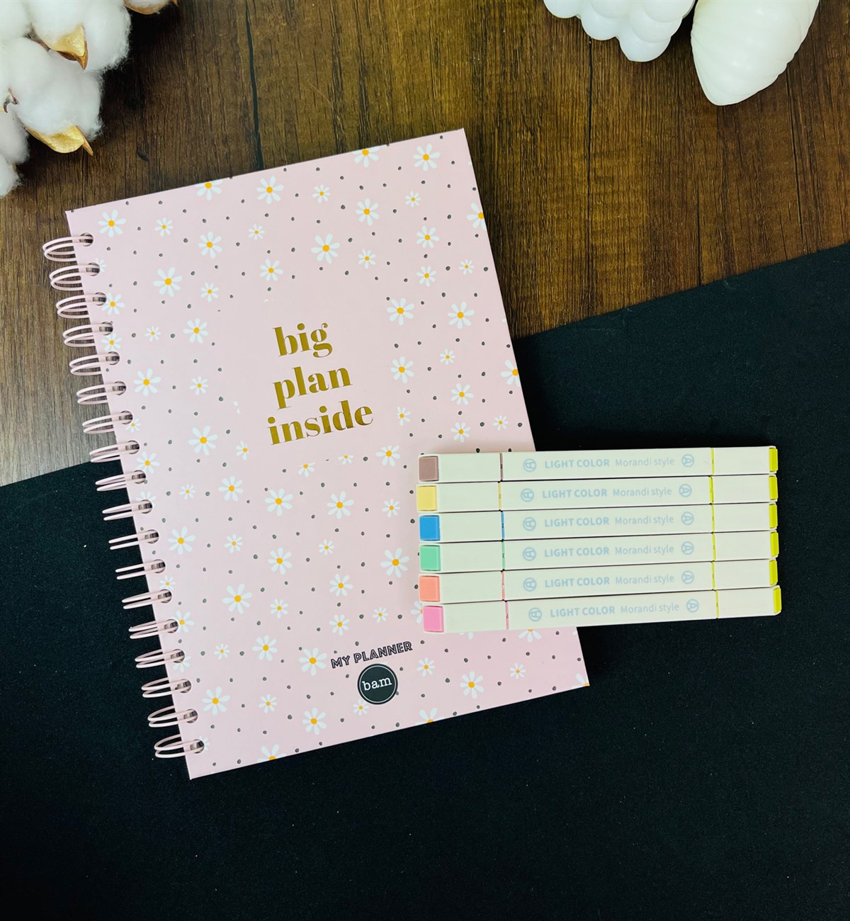 Papatya Tasarımlı Konuşan Ajanda Ve 6'lı Morandi Tarzı Çift Taraflı Marker Kalem SetgiftmodaGmhs101418