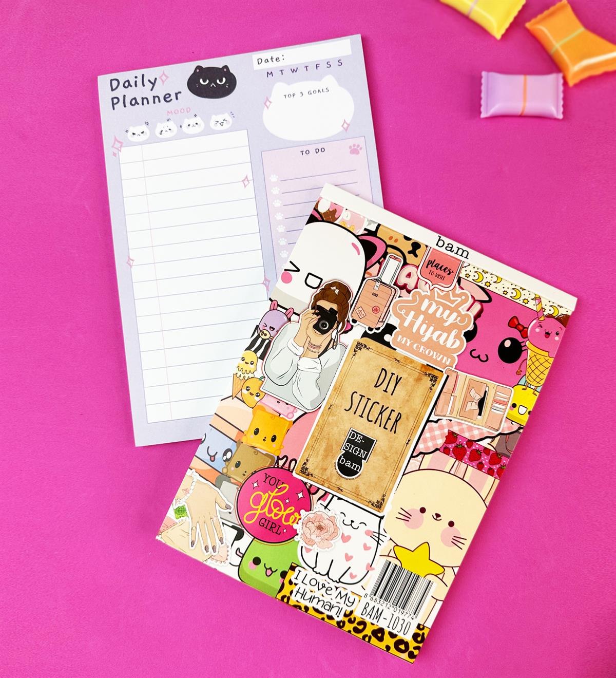 Kedi Mood Klavye Önü Haftalık Planlayıcı Ve My DIY Sticker Kitabı SetgiftmodaGmhs101905