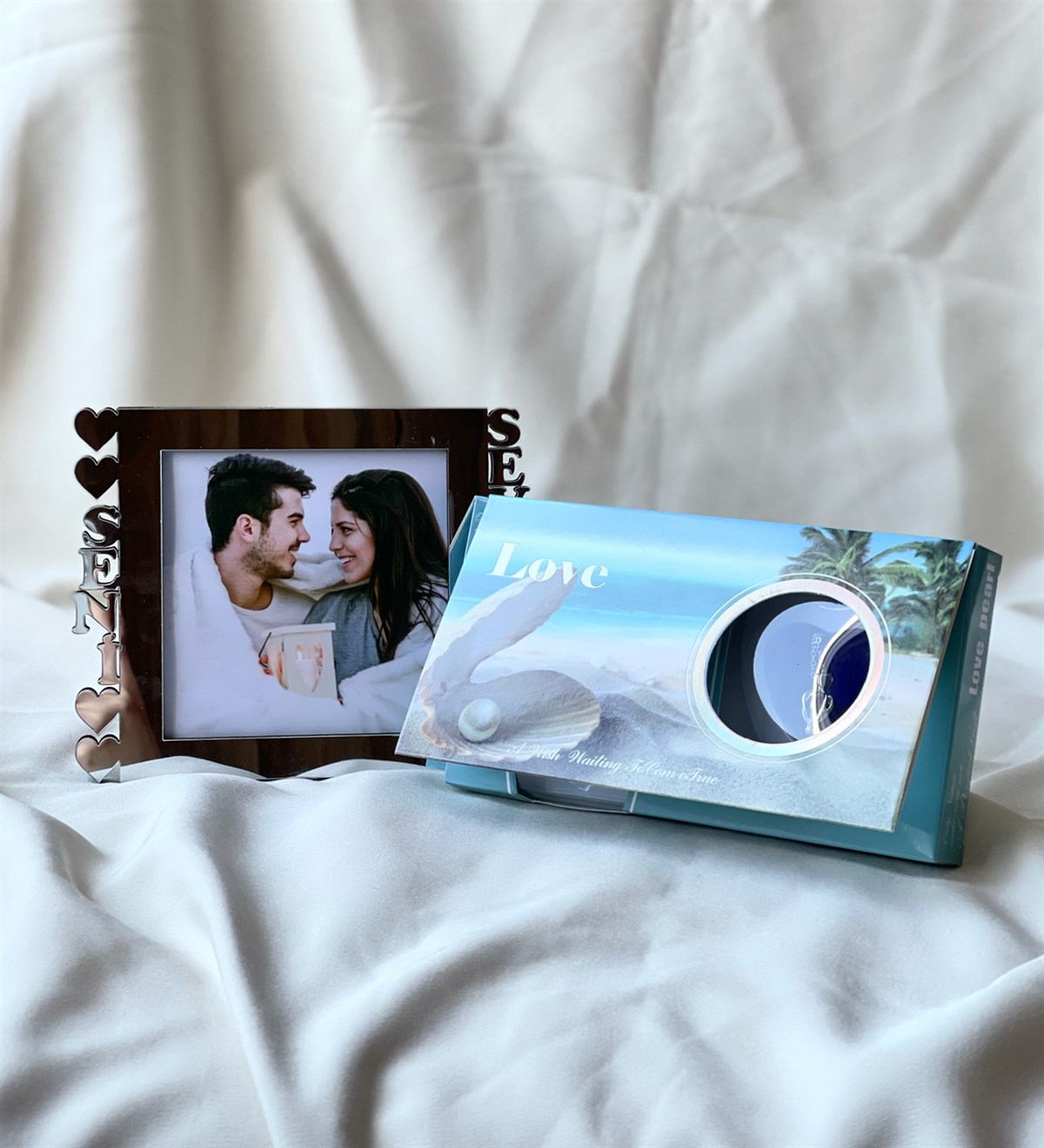 Gümüş Seni Seviyorum Çeçeve Ve İnci Kolye Hediye SetiGiftmodaGmhs100704