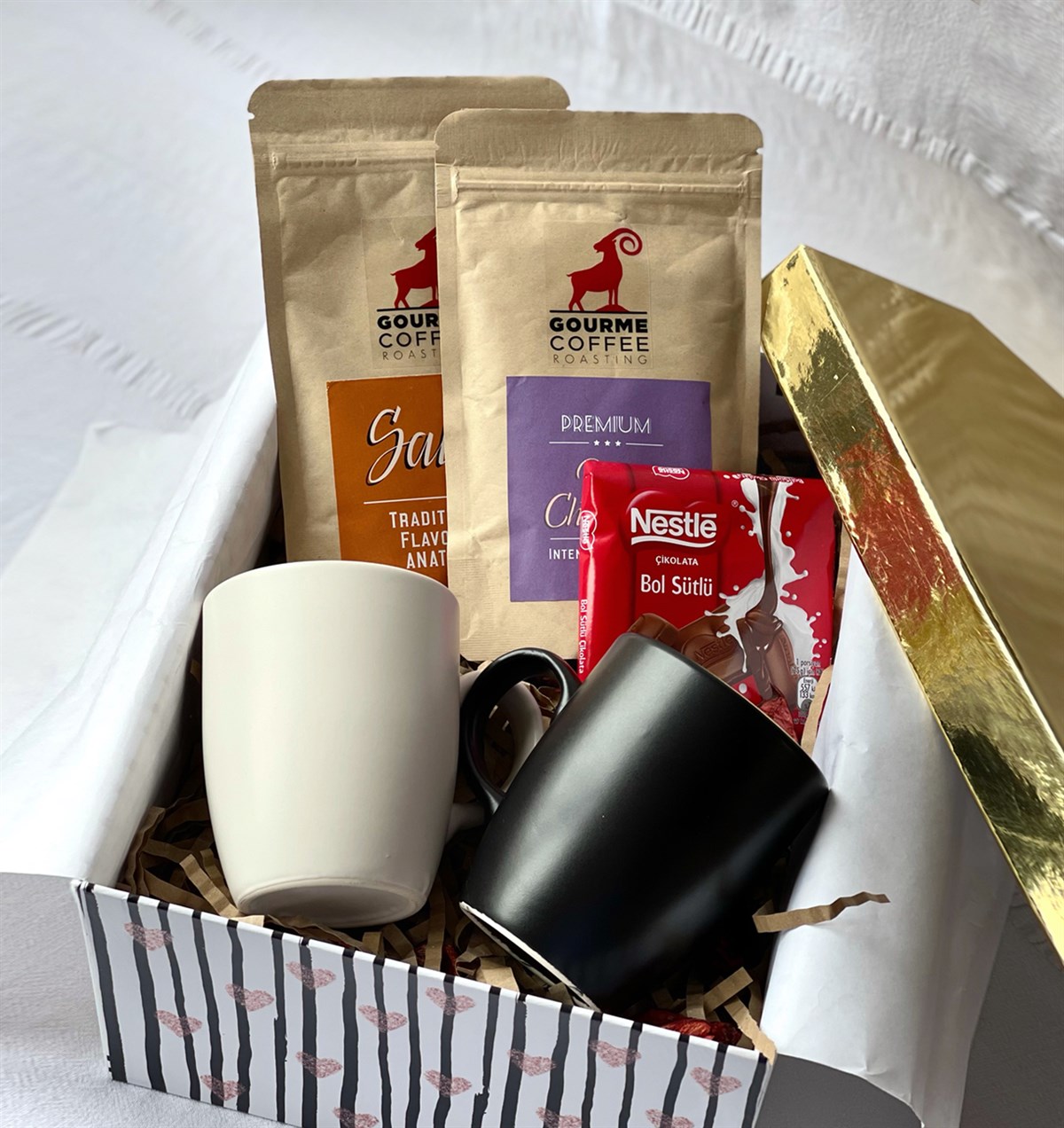 Siyah Beyaz 2'li Bulut Kupa Sıcak Çikolata Sahlep Ve Çikolata SetgiftmodaGmhs100775