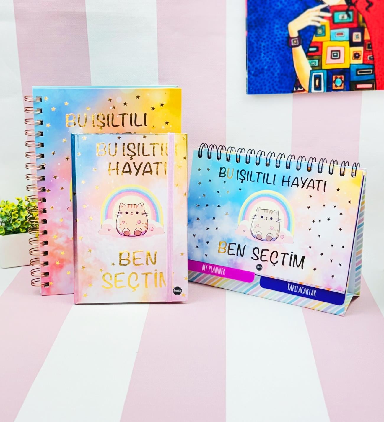 Bu Işıltılı Hayatı Ben Seçtim Konuşan Ajanda Masa Üsü Planner Ve Metalik Defter SetgiftmodaGmhs102009