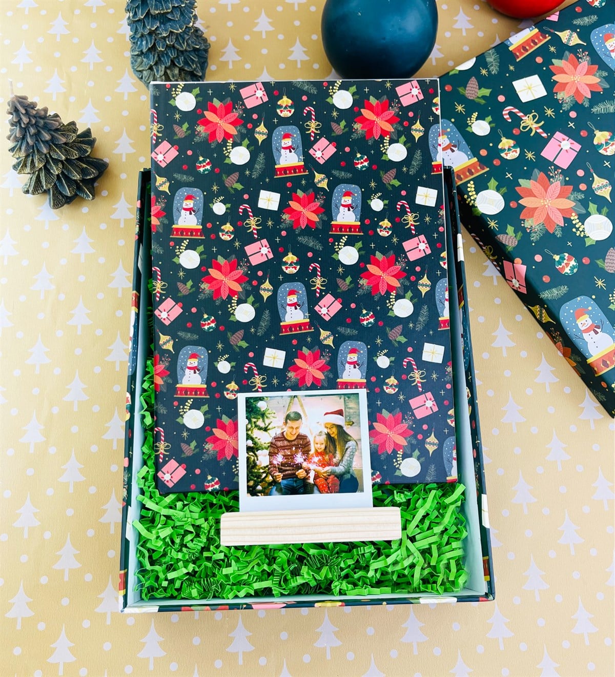 Kişiye Özel Fotoğraflı Yeşil Yılbaşı Hediye SetigiftmodaGmhs101844