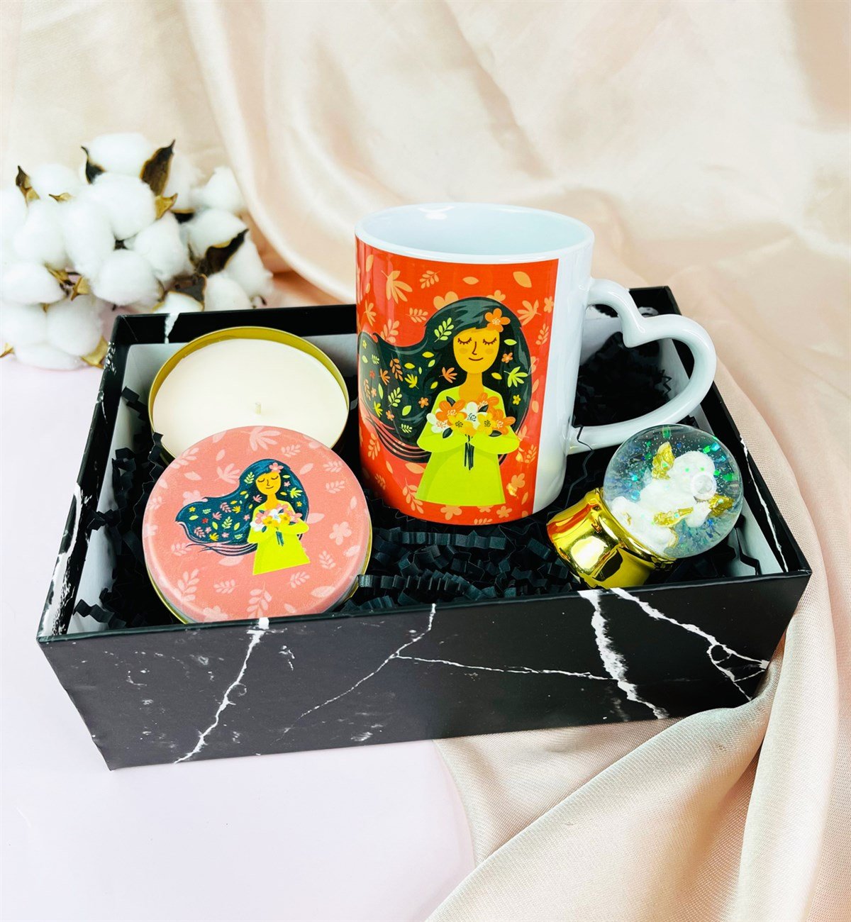 Özel Kutulu İlkbahar Kızı Tasarımlı Hediye SetigiftmodaGmhs101593