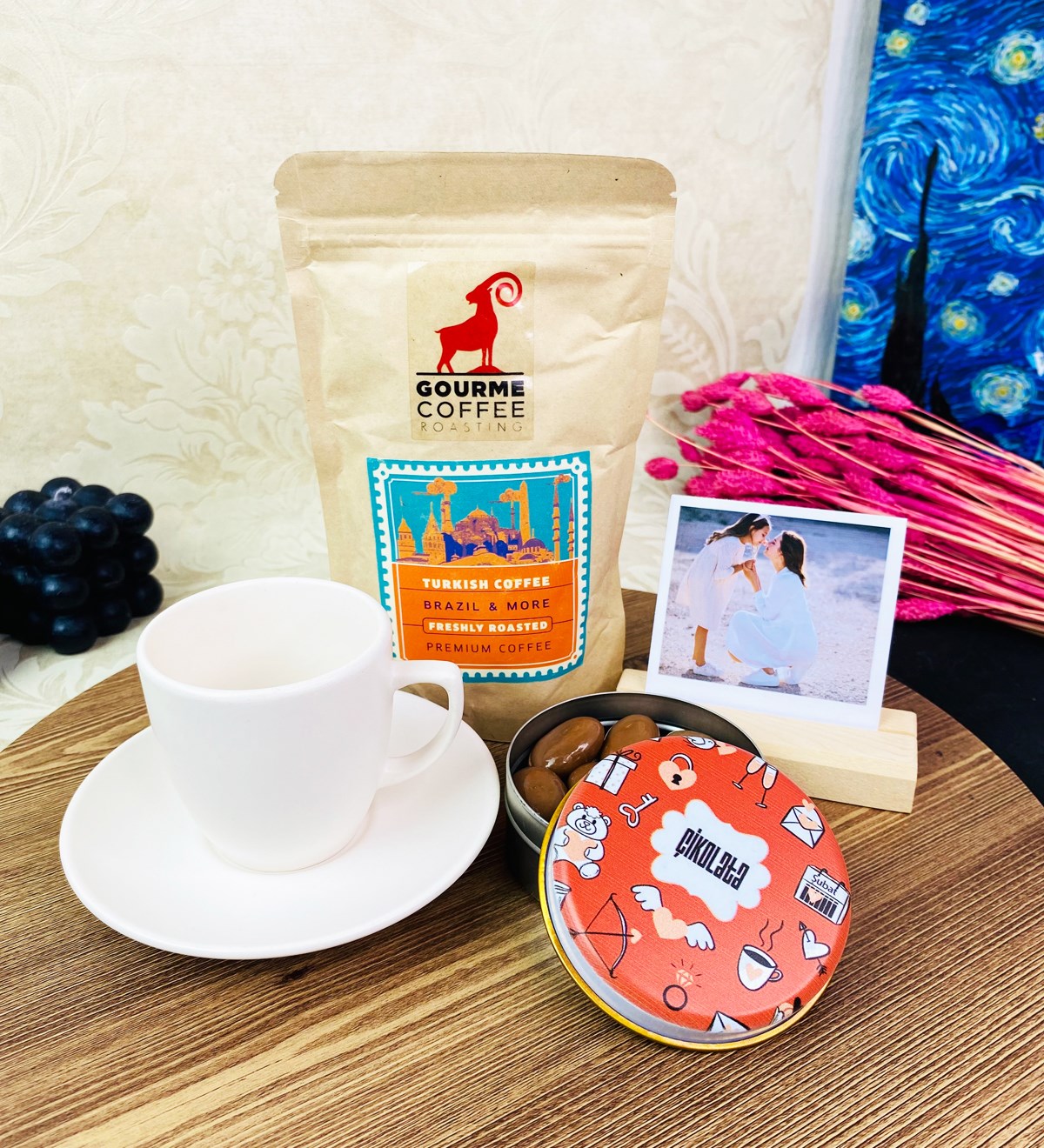  Kişiye Özel Ahşap Fotoğraf Tutucu Türk Kahvesi Ve Fincanı SetgiftmodaGmhs101668