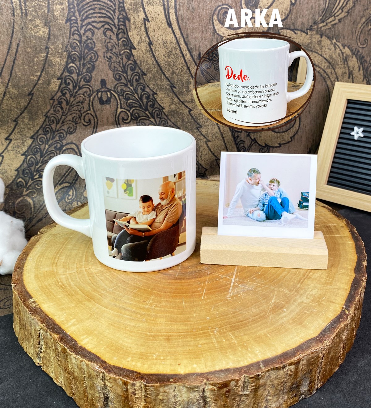 Kişiye Özel Fotoğraf Tutucu Ve Dede Tasarımlı Kupa SetgiftmodaGmhs101718