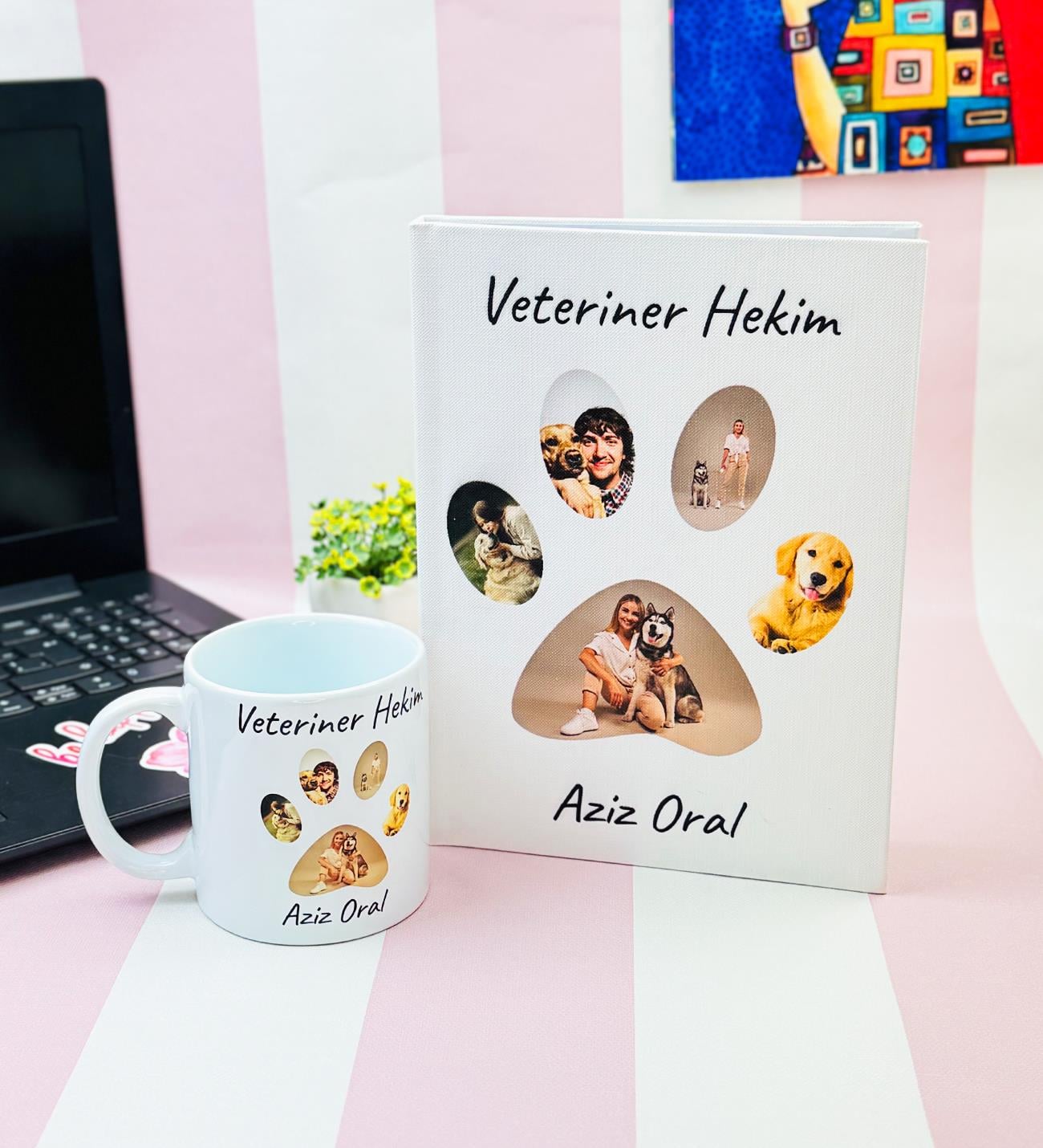 Kişiye Özel Veteriner Pati Tasarımlı Kupa Ve Sert Kapaklı DeftergiftmodaGmhs102013