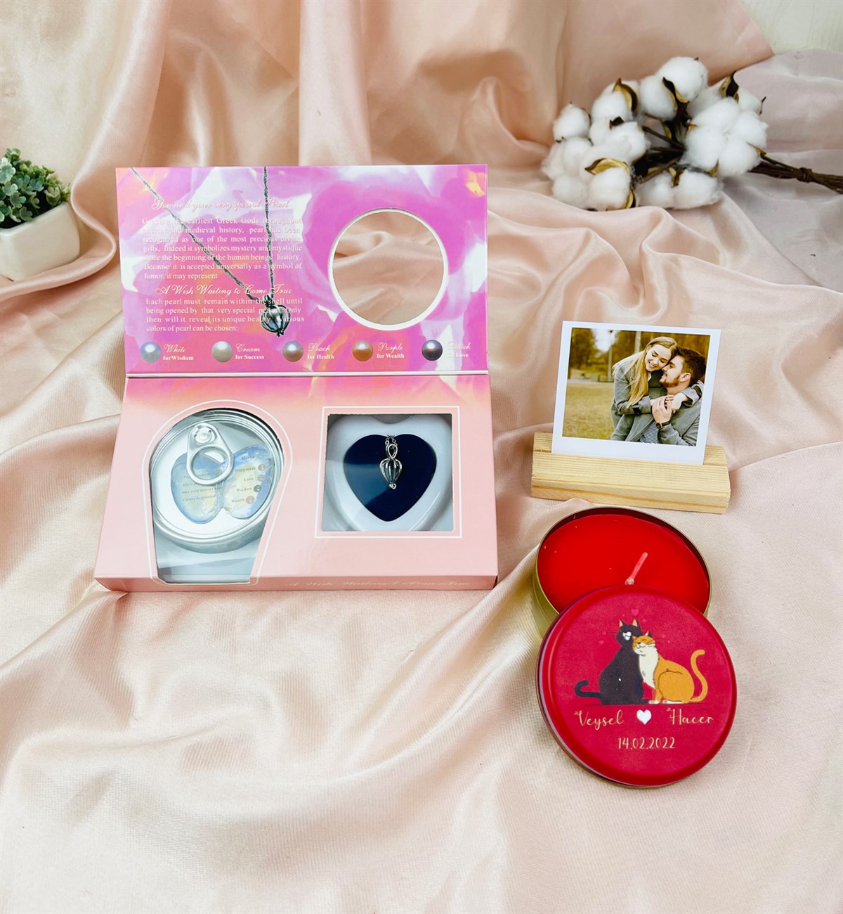 Kişiye Özel Fotoğraflı Sevimli Aşık Kediler Tasarımlı Sevgiliye Hediye SetigiftmodaGmhs101523