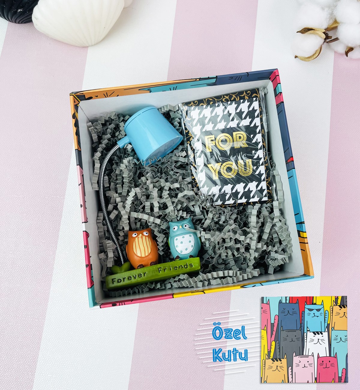 Sevimli Kedi Tasarımlı Mini Hediye SetigiftmodaGmhs101612