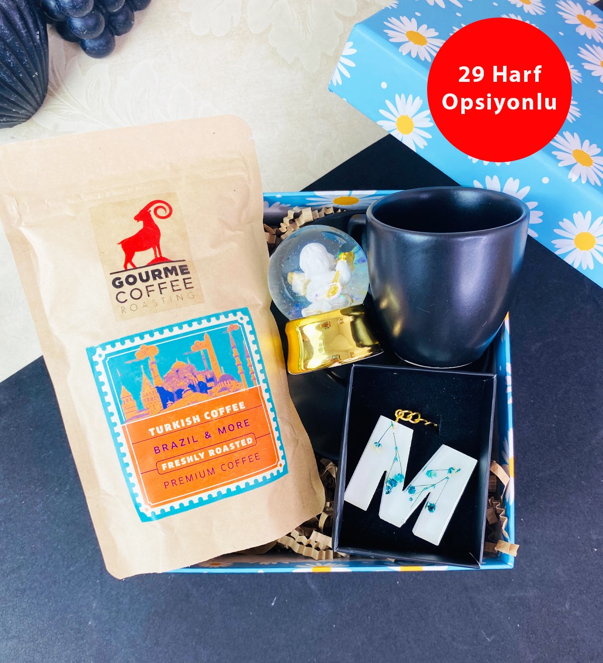 Çiçekli Epoksi Anahtarlık Türk Kahvesi Ve Fincan Hediye SetigiftmodaGmhs101661