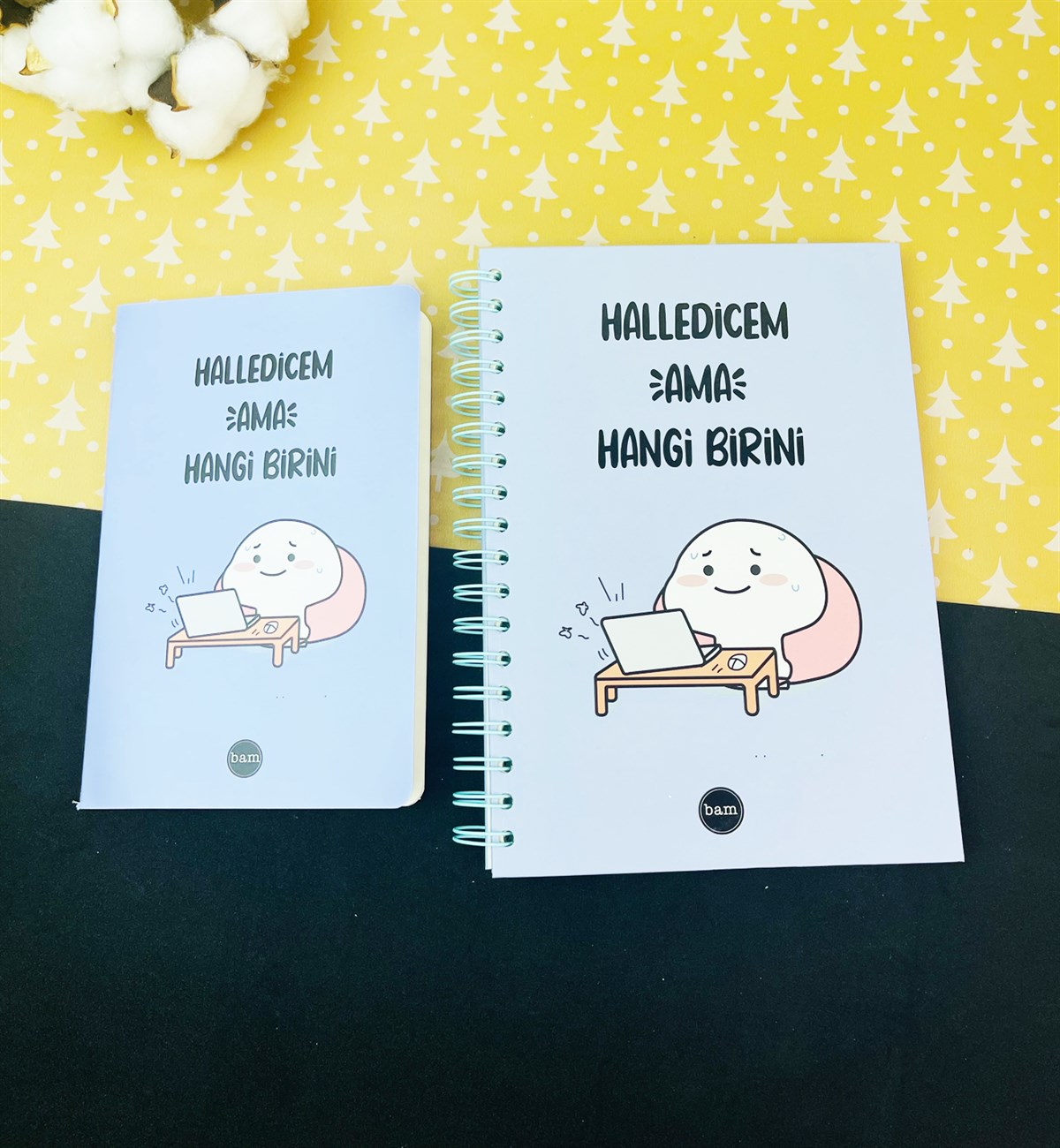 Halledicem Ama Hangi Birini Tasarımlı Spiralli Defter Ve Terzi Dikişli Defter SetgiftmodaGmhs101575
