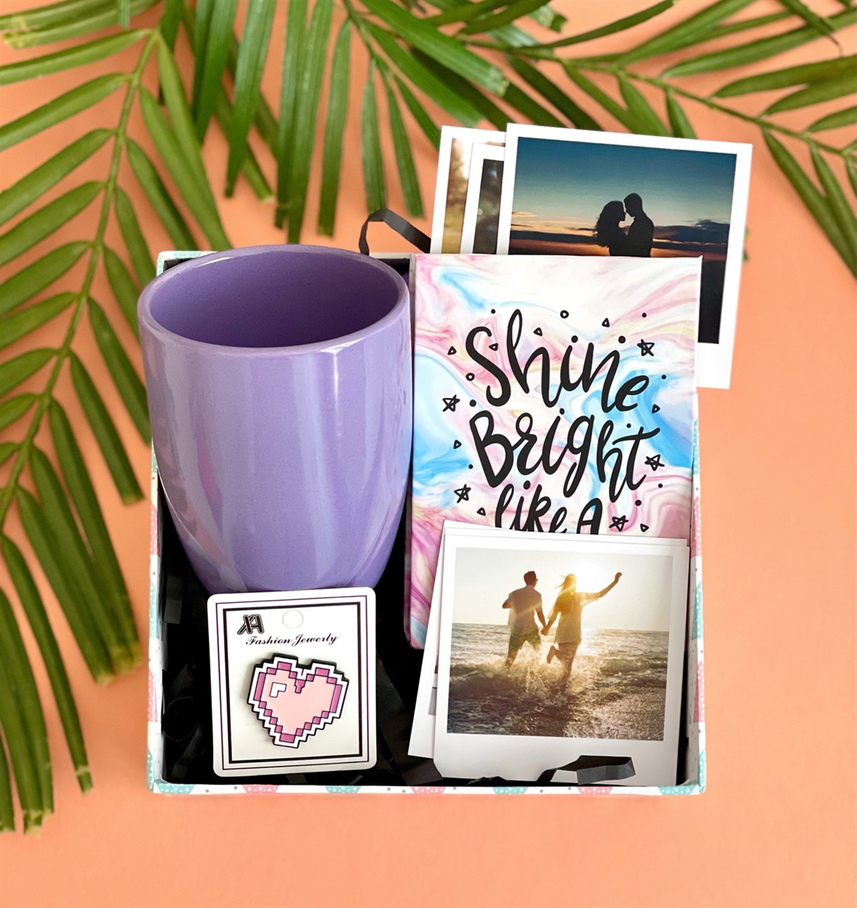 Kişiye Özel Elmas Motto Tasarımlı Mini Albüm Mor Bulut Kupa Ve Rozet Mini Hediye SetigiftmodaGmhs100922