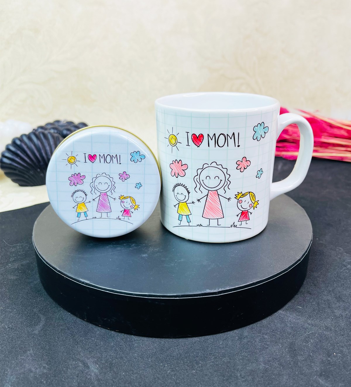 Çizgi Anne Kız Ve Erkek Çocuk Tasarımlı Kokulu Mum Ve Kupa Set giftmodaGmhs101617