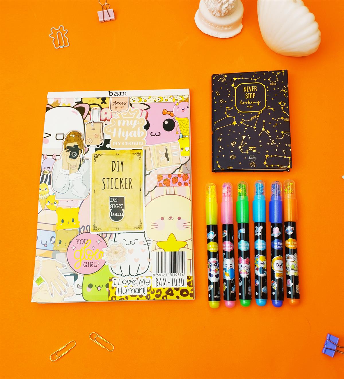 Sticker Defterli Ve Gezegen fosforlu kalemli Kırtasiye Setigiftmoda Gmhs101837