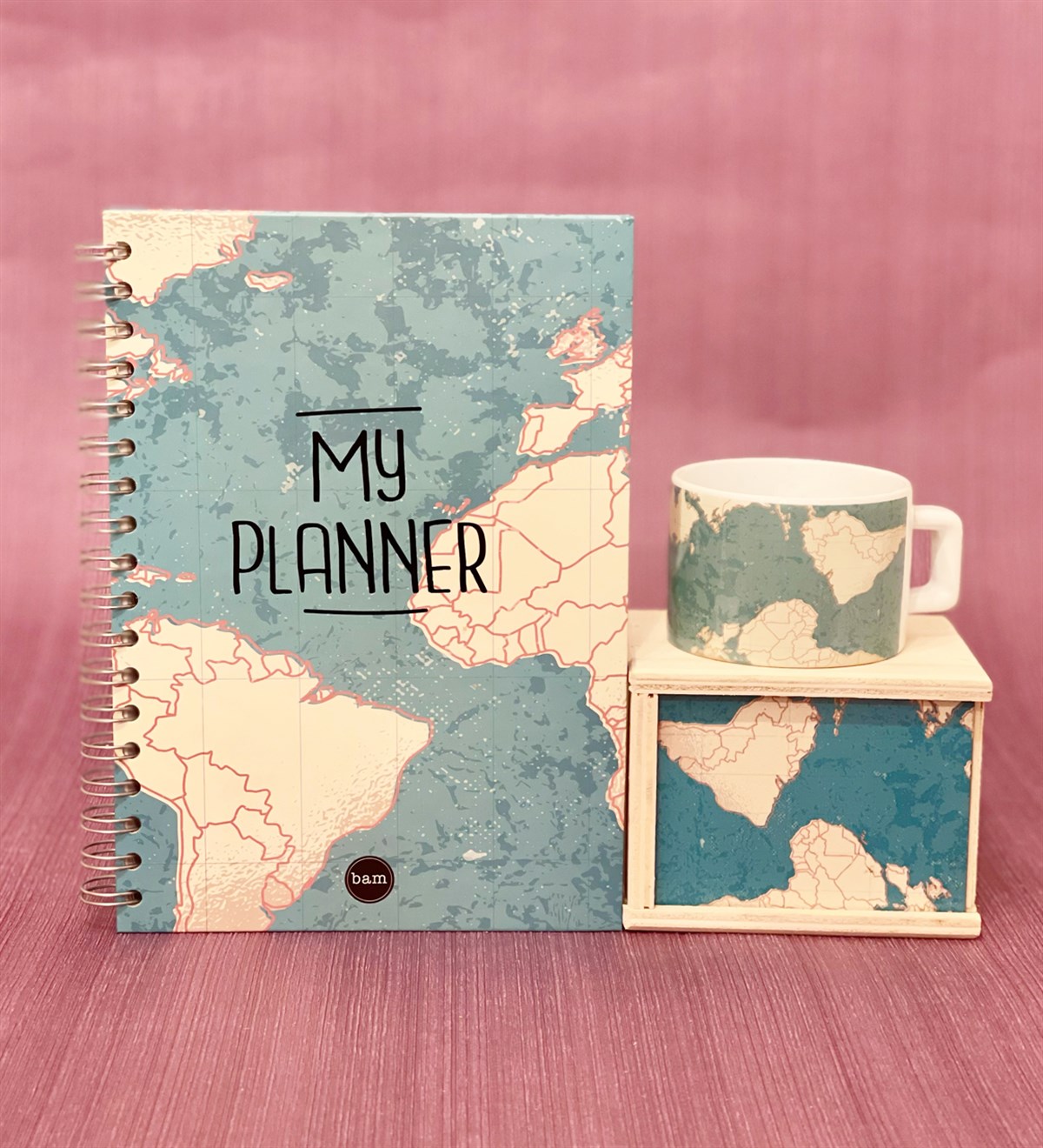 Travel Tasarımlı Konuşan Ajanda Ve Kutulu Kupa Hediye SetiGiftmodaGmhs100494