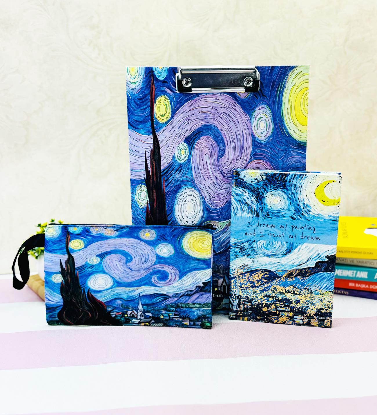 Van Gogh Yıldızlı Gece Tasarımlı Kırtasiye SetigiftmodaBam-1211-4