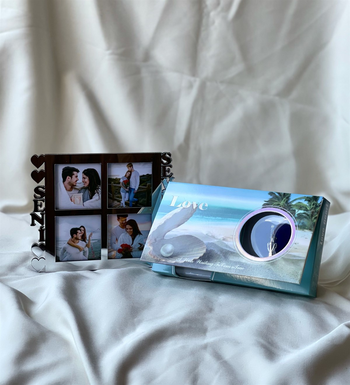 Gümüş Seni Seviyorum Çeçeve Ve İnci Kolye Hediye SetiGiftmodaGmhs100704