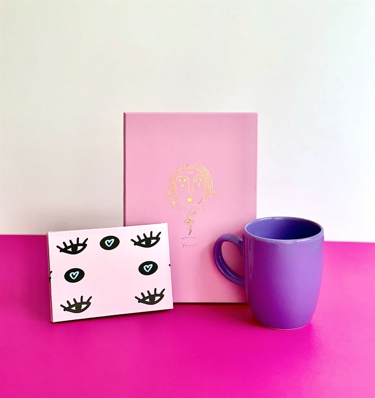 Nazar Göz Tasarımlı Mini Albüm Mor Bulut Kupa Ve Pembe Tarot Tasarımlı Defter SetgiftmodaGmhs100942