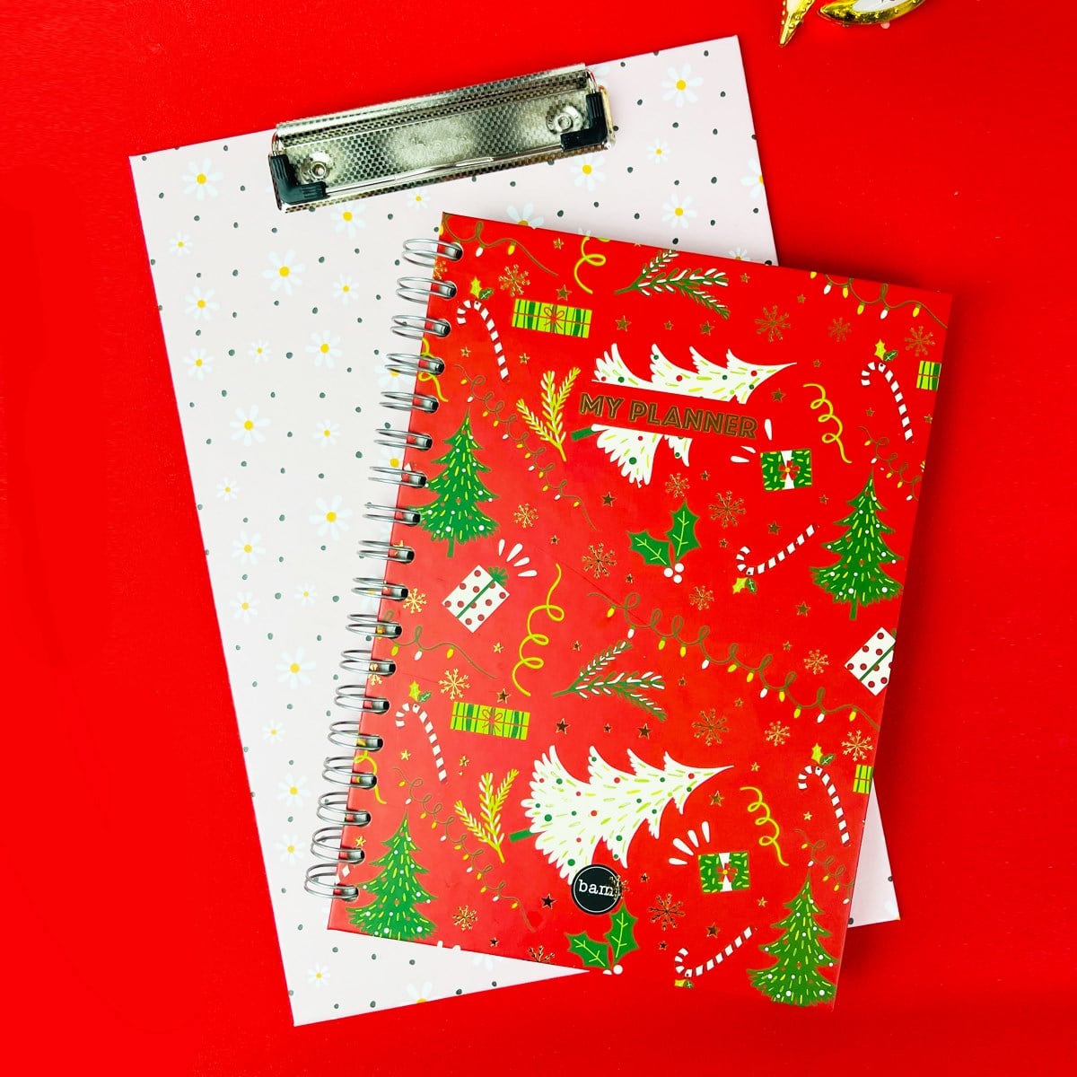 Kırmızı Noel Tasarımlı Konuşan Ajanda Ve Papatya Sekreterlik SetgiftmodaGmhs101257