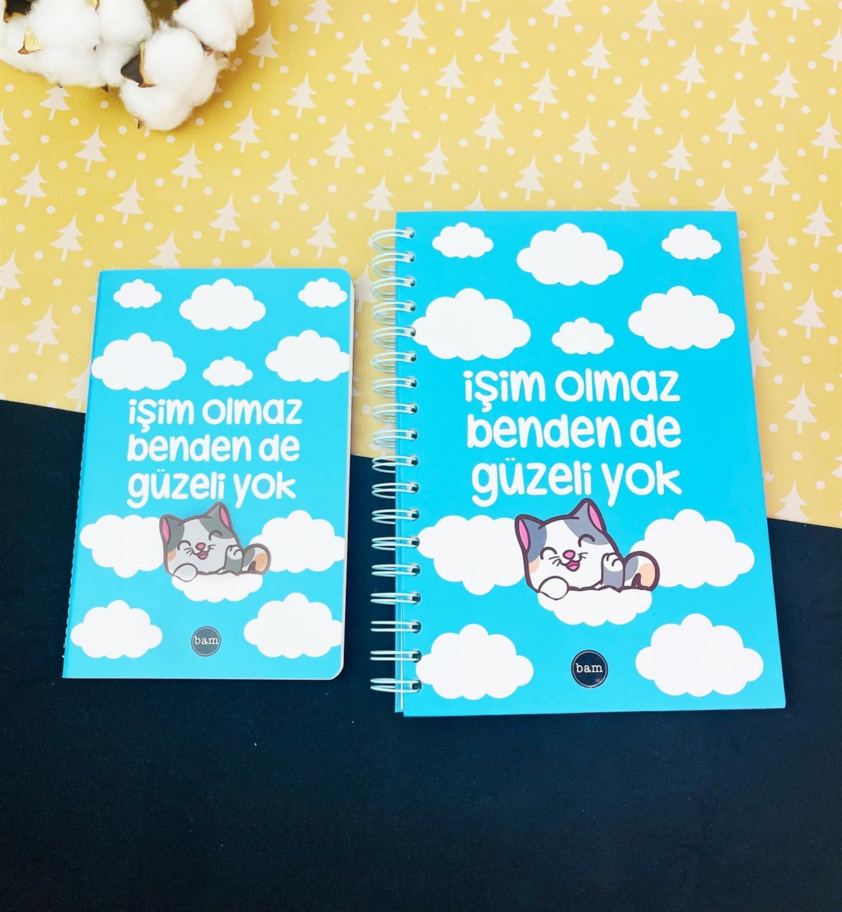 İşim Olmaz Benden De Güzeli Yok Tasarımlı Spiralli Defter Ve Terzi Dikişli Defter SetgiftmodaGmhs101572