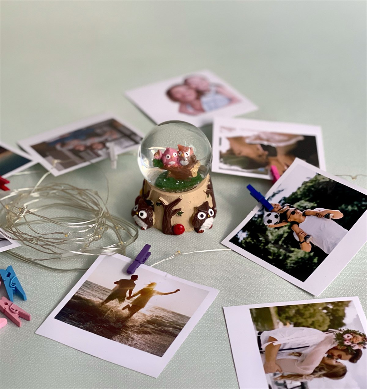 Kişiye Özel 10 Fotoğraf 3 Metre Peri Led Ve Mini Boy Baykuş Kar KüresiGiftmodaGmhs101152