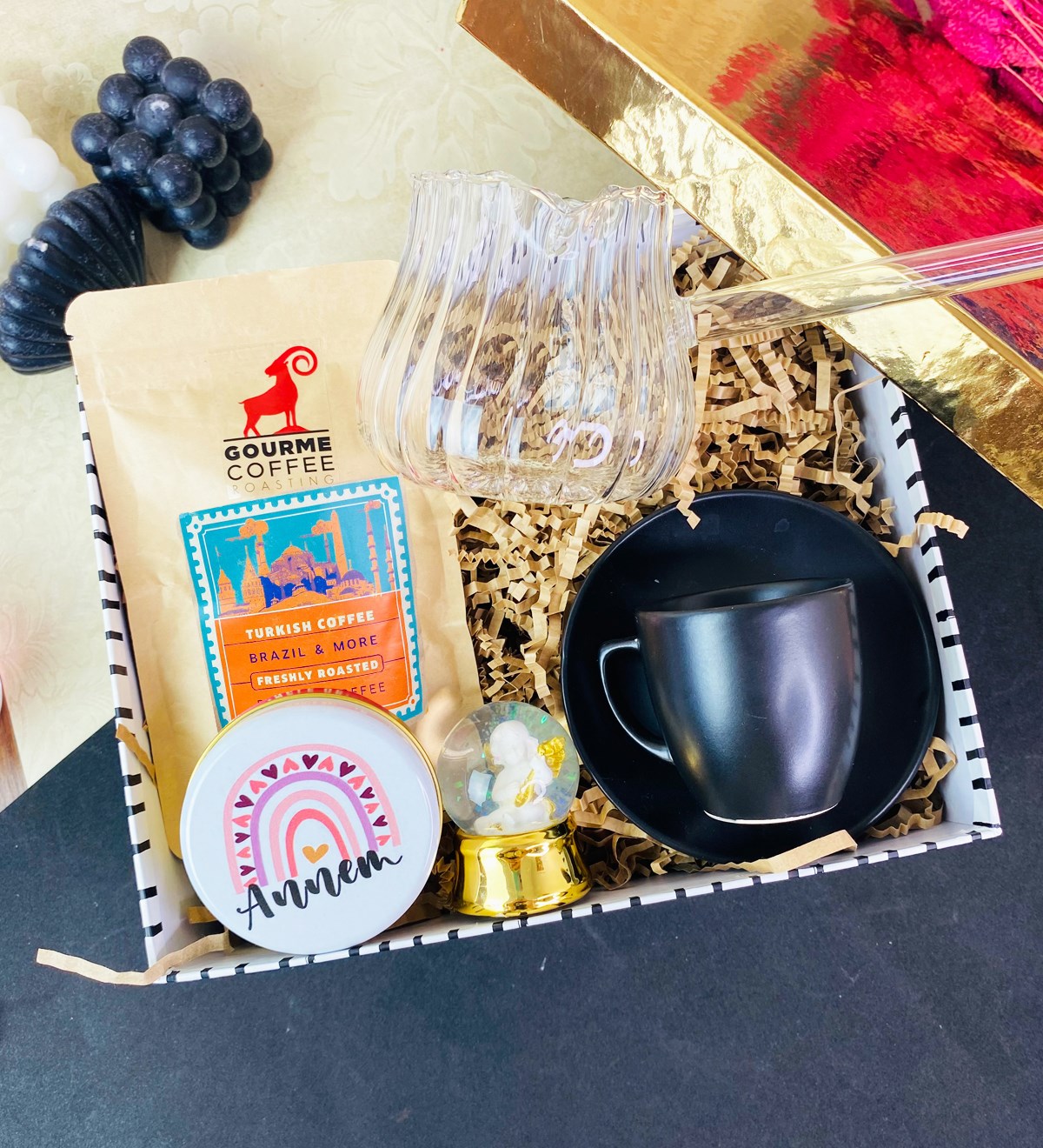 Gökkuşağı Annem Tasarımlı Ve Kar Küreli Premium Türk Kahvesi SetigiftmodaGmhs101659