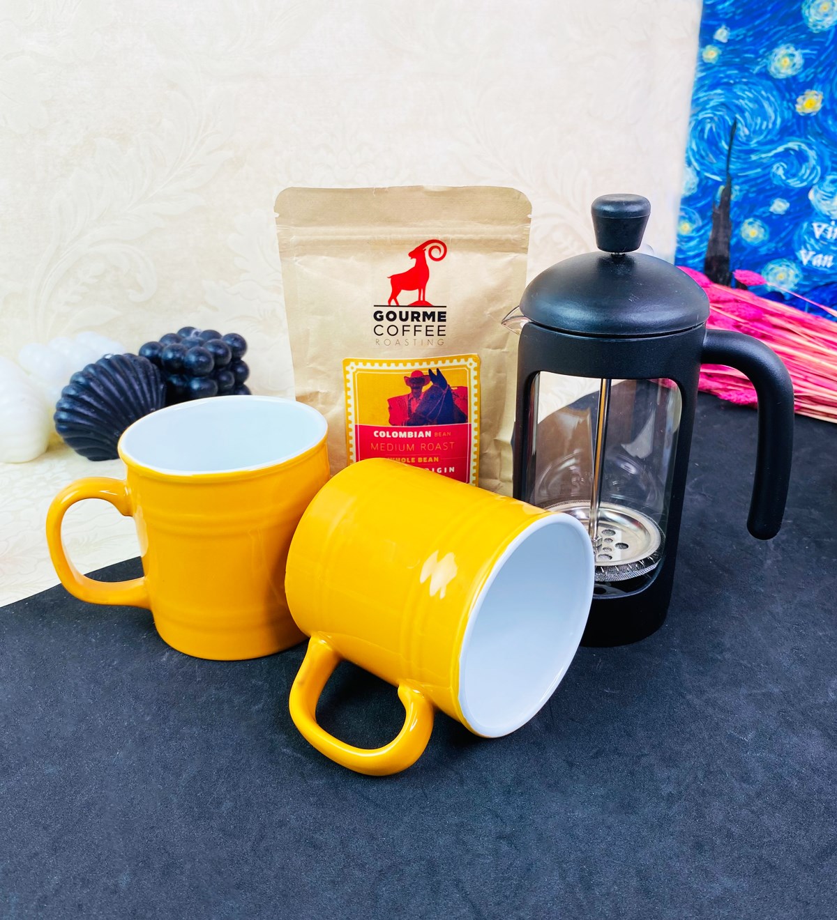 Filtre Kahve French Press Ve 2'li Varil Kupa SetgiftmodaGmhs101655