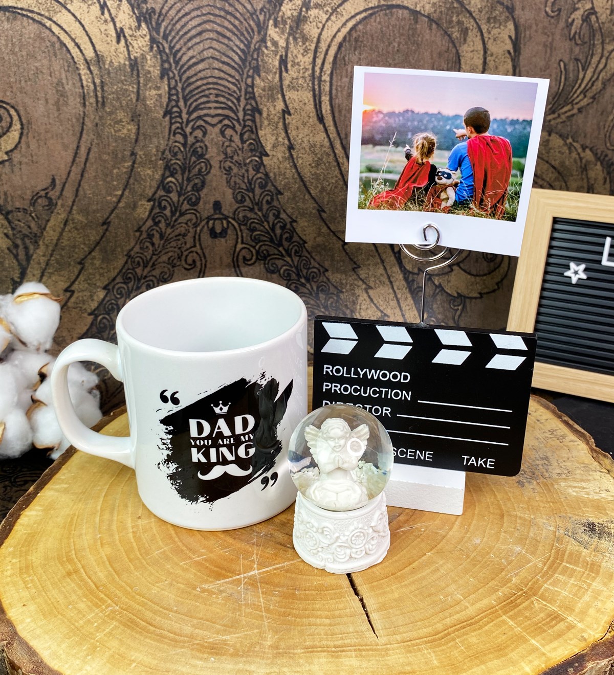 Kişiye Özel Klaket Not Tutucu Kral Baba Kupa Ve Kar Küresi SetgiftmodaGmhs101684