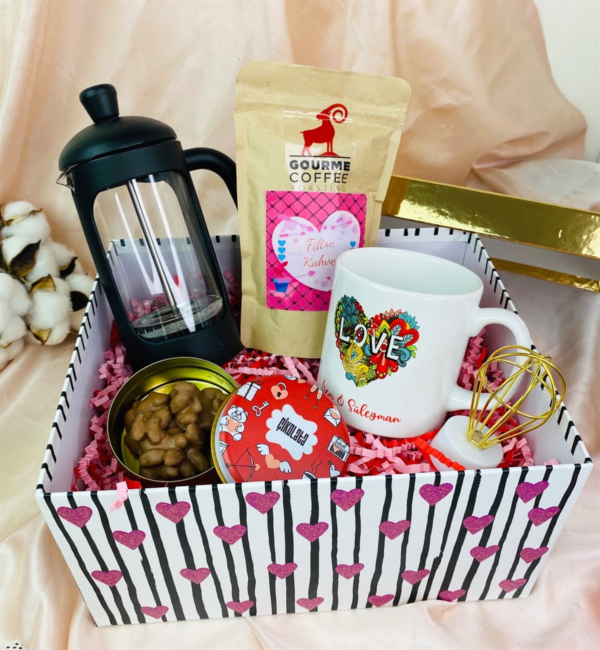 Kişiye Özel Love Kalp Tasarımlı Sevgiliye Hediye SetigiftmodaGmhs101463